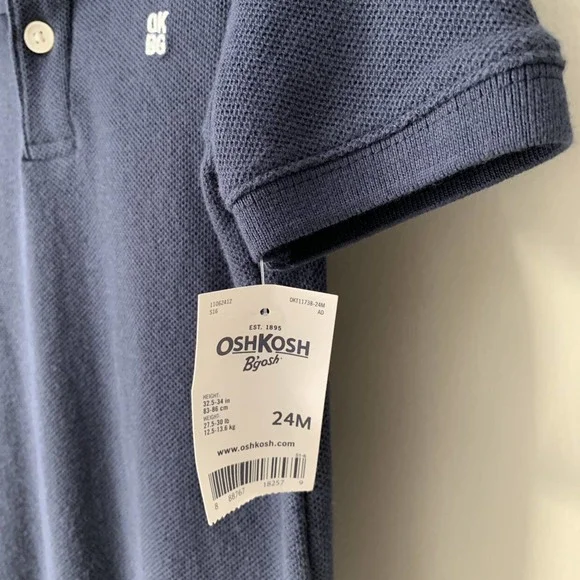 OshKosh B'gosh Baby Boys' Polo Bodysuit Navy | 24 Months - Picture 2 of 5